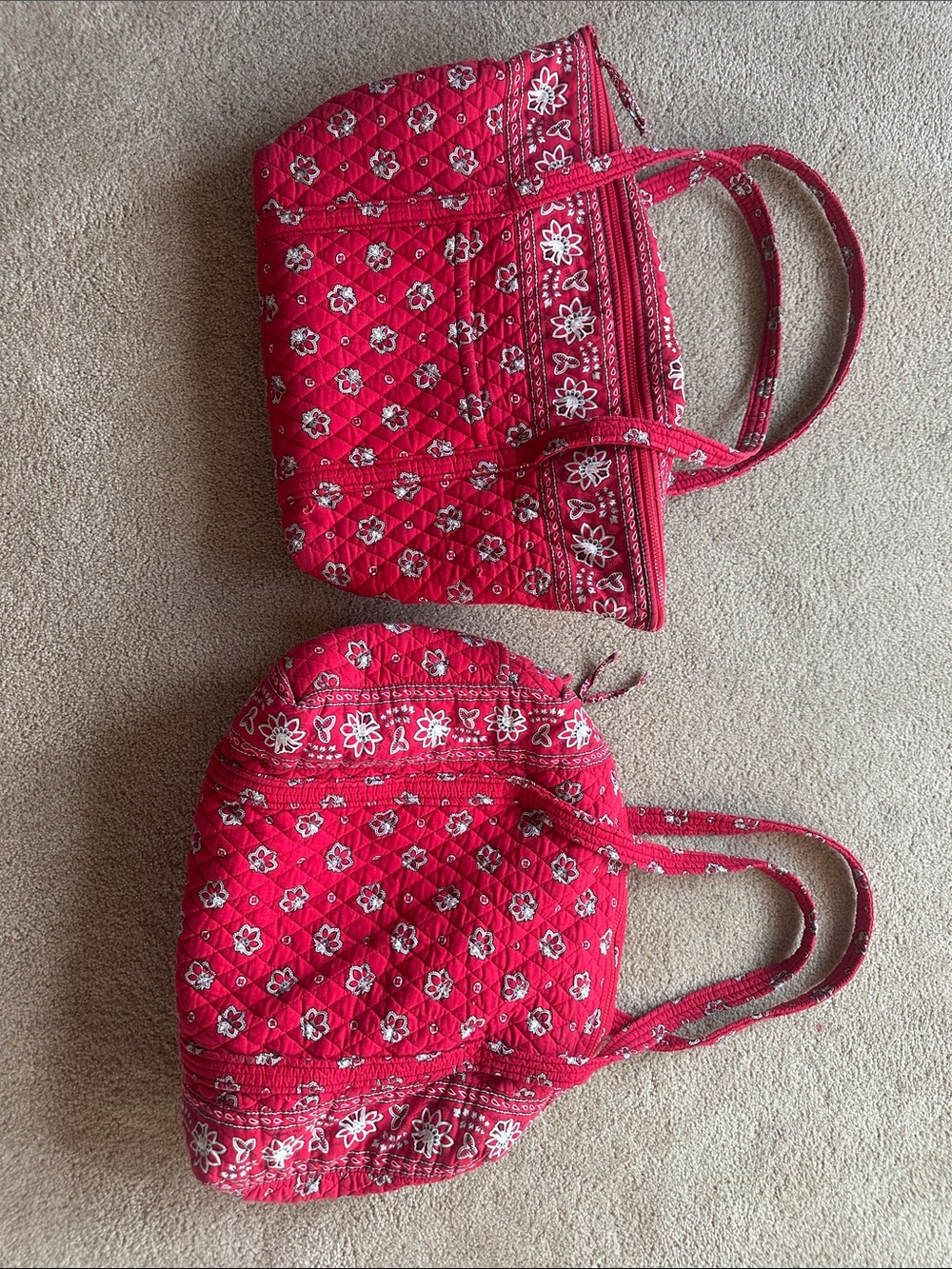Vera Bradley Red Quilted Floral Tote Set